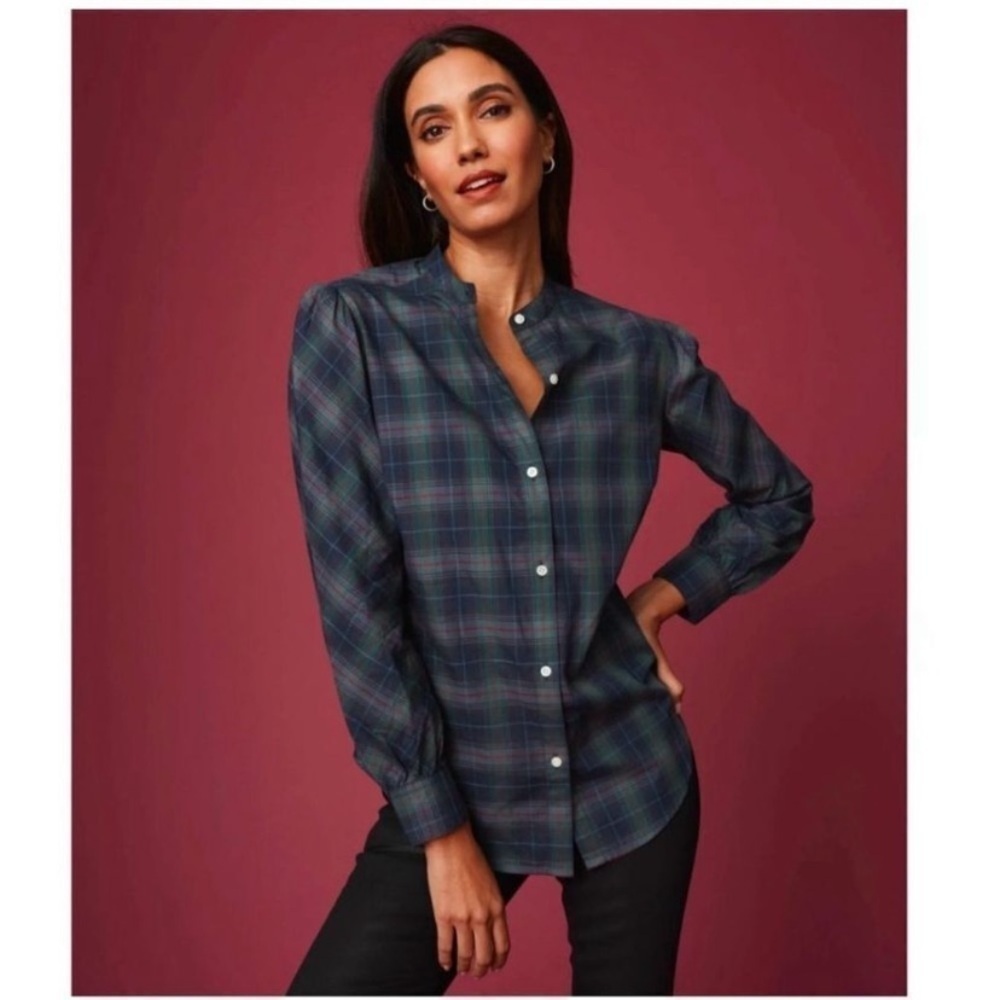 UNTUCKIT for Her Blue and Green Plaid Button Down Esme Shirt Size 14